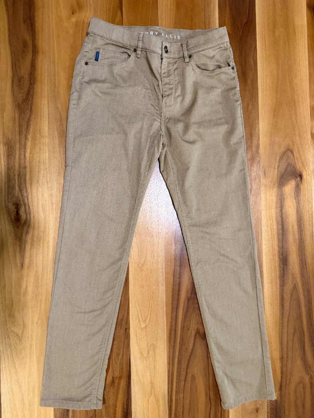 Perry Ellis Men's Skinny Fit Stretch Pants 30x30 Tan